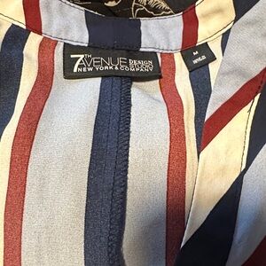 7th Avenue Striped Womens Top - Blue, Red, Cream